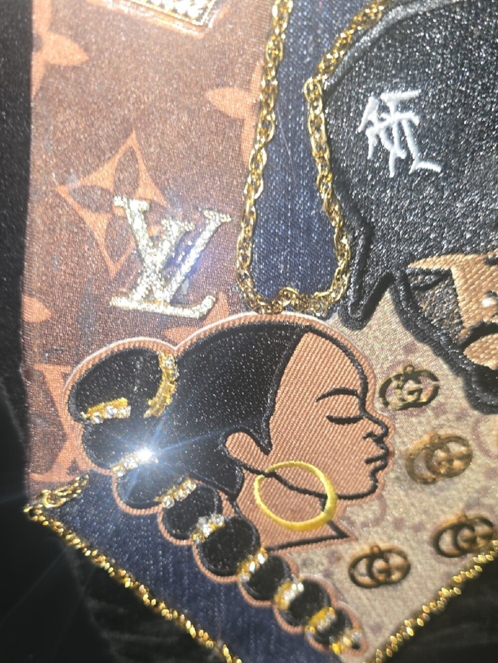 Denim Tie Necklace With Gold Embellishments - Picture 7 of 9
